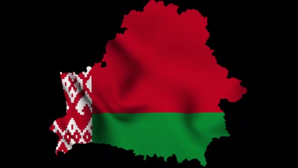 Belarus Alfa Kanalı Kusursuz Döngülü Bayrak Haritası Sallıyor — Stok video