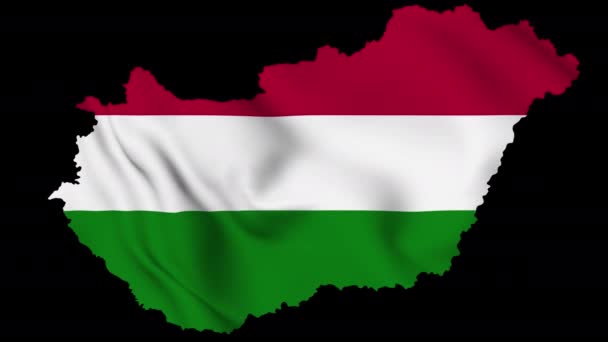 Hungary Waving Flag Map Alpha Channel Seamless Loop — Stock Video