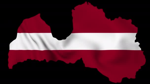 Letland Zwaaiende Vlaggenkaart Met Alfa Kanaal Naadloze Lus — Stockvideo