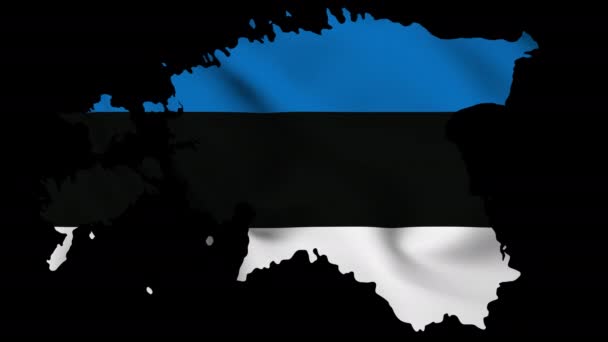 Estland Schwenkt Flagge Karte Mit Alphakanal Und Nahtloser Schleife — Stockvideo