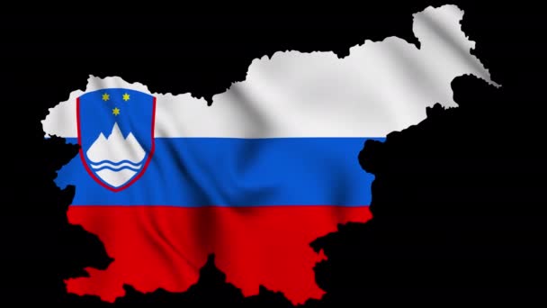 Slovenien Viftar Flaggkarta Med Alfakanal Och Sömlös Loop — Stockvideo