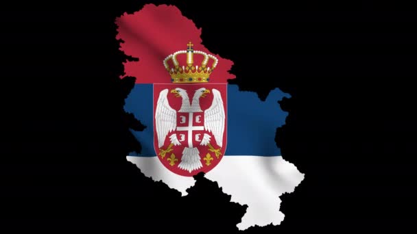 Serbia Melambaikan Peta Tanda Dengan Kanal Alfa Dan Loop Mulus — Stok Video
