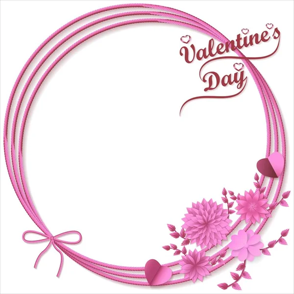 San Valentino. Bouquet di fiori di carta con corda decorativa. Modello quadrato per banner, manifesti, volantini, biglietti di auguri, social media. Illustrazione vettoriale isolata su sfondo bianco — Vettoriale Stock