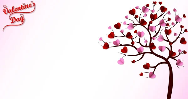 Dia Dos Namorados Árvore Com Corações Origami Papel Design Modelo —  Vetores de Stock