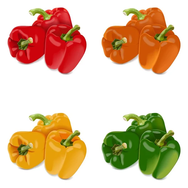 Three Each Red Green Yellow Orange Bell Peppers Banners Flyers — Stock vektor