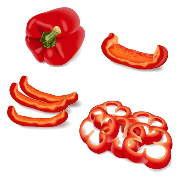 Whole Slices Wedges Bell Peppers Banners Flyers Posters Social Media — Stockvektor