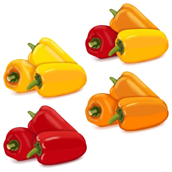 Three Each Red Yellow Orange Mini Sweet Peppers Banners Flyers — Vetor de Stock