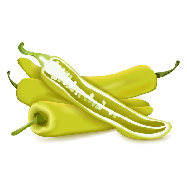 Whole Half Banana Pepper Yellow Wax Pepper Banana Chili Pepper — Stockvektor