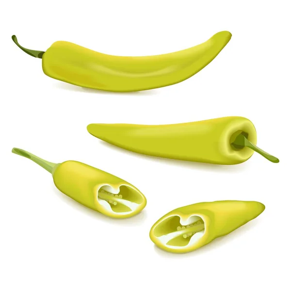 Whole Quarter Banana Pepper Banners Flyers Posters Social Media Yellow — Image vectorielle