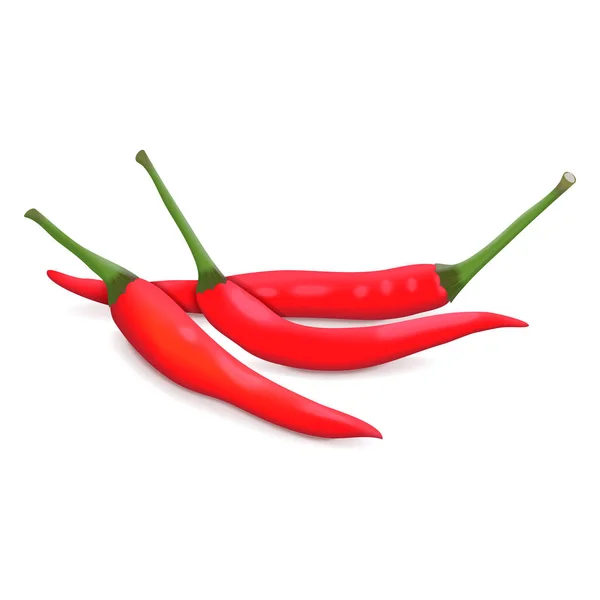 Groep Rode Thaise Chili Pepers Rode Chilli Padi Vogeloog Chilli — Stockvector