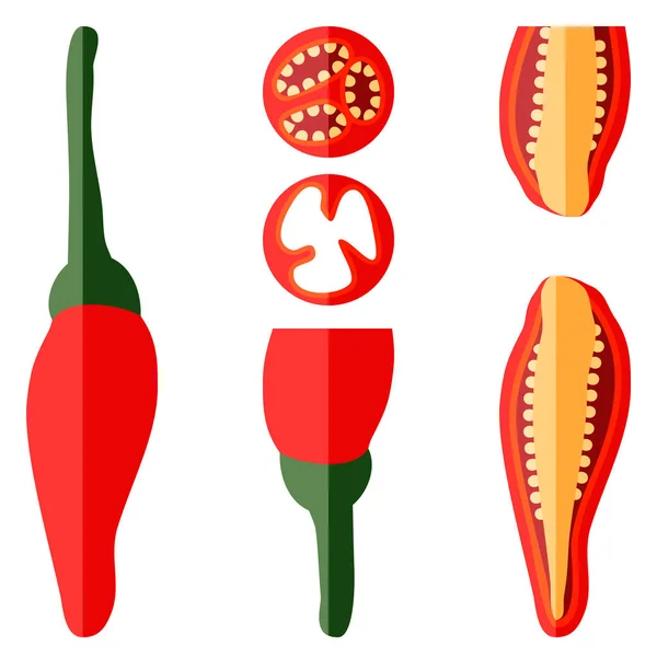 Set Von Peri Peri Chilischoten Piri Piri Piripiri Pili Pili — Stockvektor