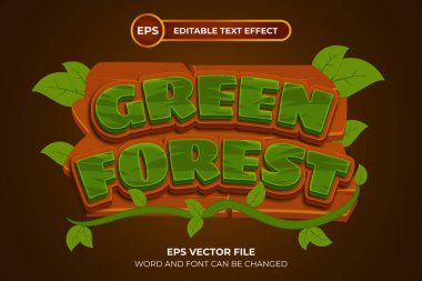 Yeşil orman düzenlenebilir metin efekti şablonu