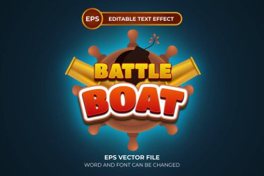Battle boat düzenlenebilir metin efekti şablonu