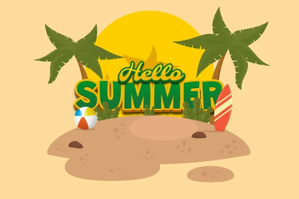 Hello Summer Background Editable Text Effect — ストックベクタ