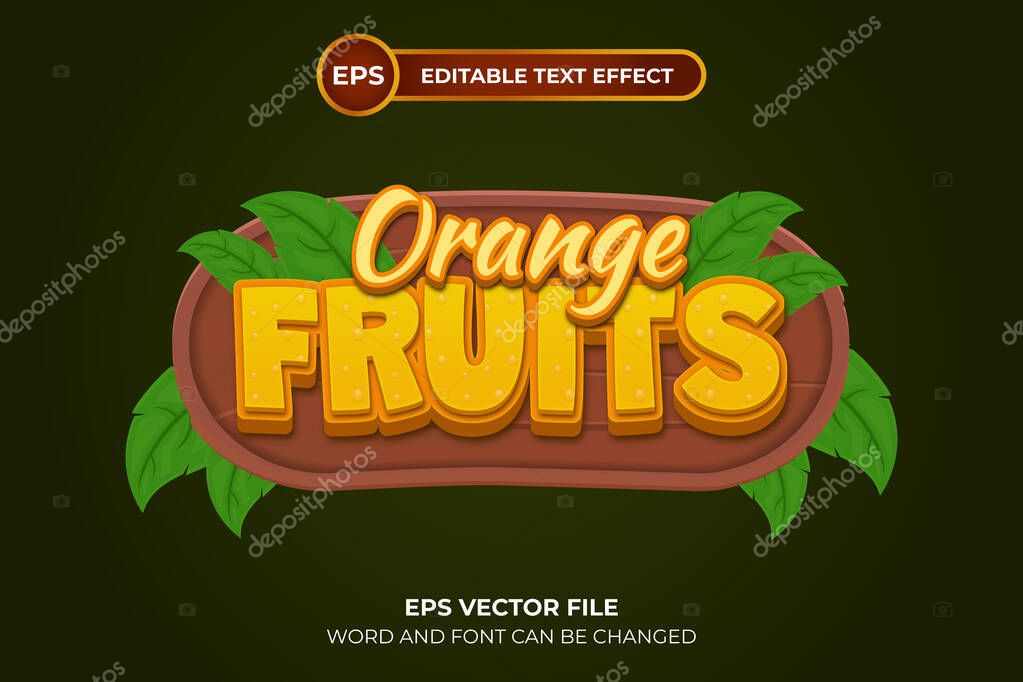 Vector illustration of Orange Fruit Editable Text 566822152