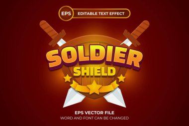 Düzenlenebilir metin efektli asker kalkan logosu
