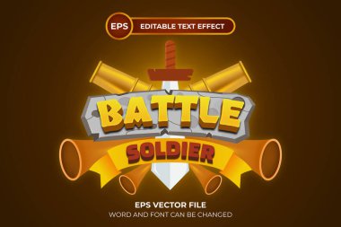 Düzenlenebilir metin efektli savaş askeri logosu