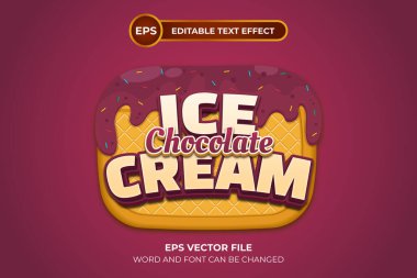 Çikolatalı dondurma düzenlenebilir metin efekti