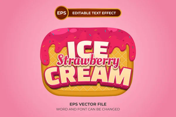Strawberry Ice Cream Editable Text Effect —  Vetores de Stock