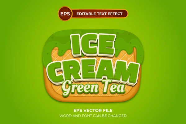 Green Tea Ice Cream Editable Text Effect — Wektor stockowy