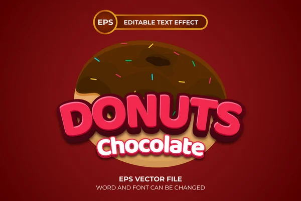 Donuts Chocolate Logo Editable Text Effect — Wektor stockowy