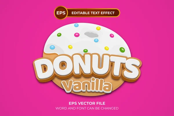 Donuts Vanilla Logo Editable Text Effect —  Vetores de Stock