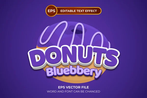 Donuts Blueberry Logo Editable Text Effect — Wektor stockowy