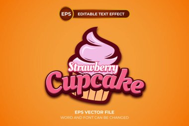 Düzenlenebilir metin efektli çilekli kek logosu