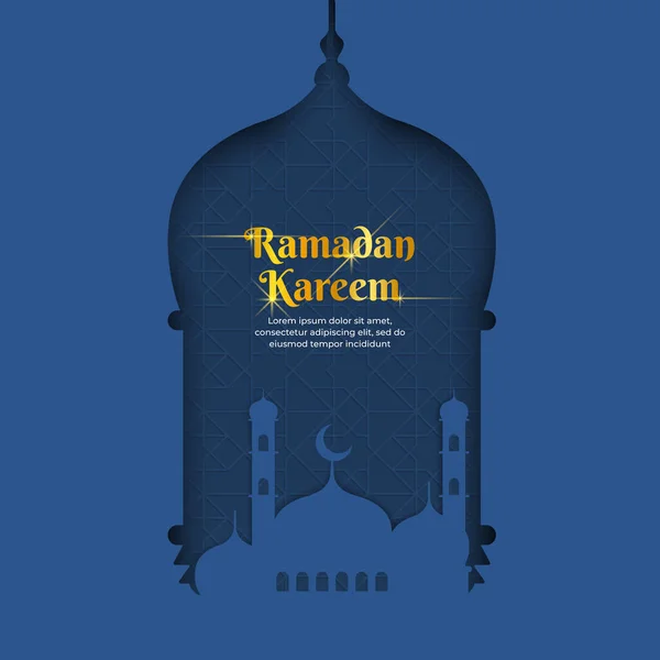 Ramadã Kareem Fundo Com Cor Azul —  Vetores de Stock