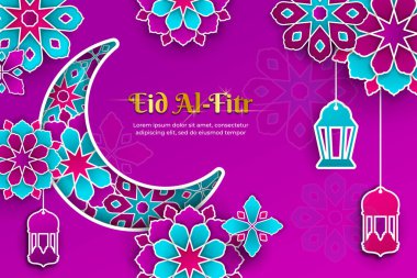 Kurban Bayramı arkaplan moru, İslami mandala ve fenerle