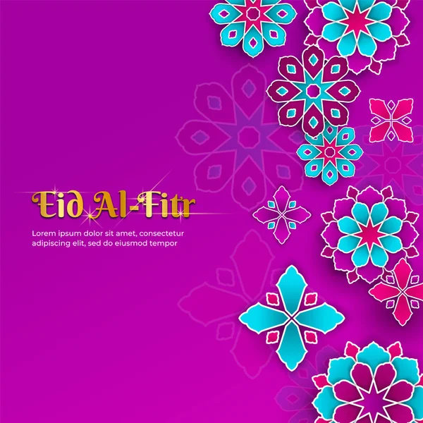 Eid Fitr Background Purple Islamic Mandala — стоковий вектор