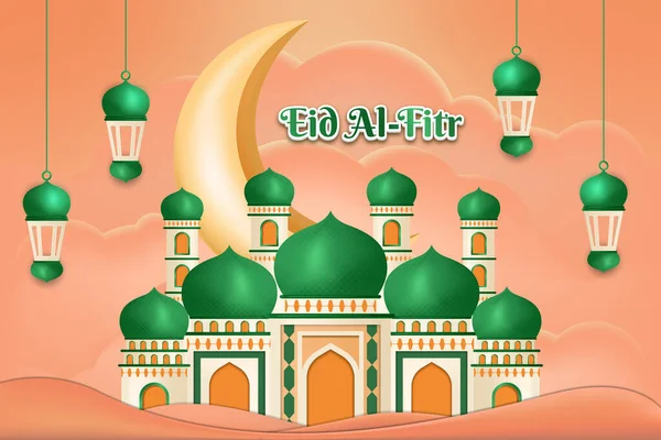 Eid Fitr Фонова Пастель Мечеттю — стоковий вектор