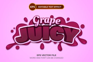 Üzüm sulu düzenlenebilir metin efekti şablonu