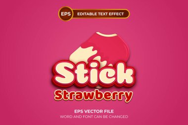 Düzenlenebilir metin efektli çilekli dondurma logosu