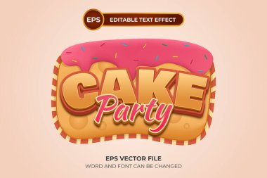 Düzenlenebilir metin efektli pasta partisi logosu