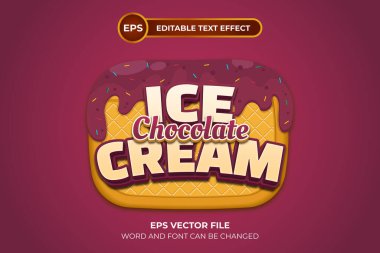 Çikolatalı dondurma düzenlenebilir metin efekti
