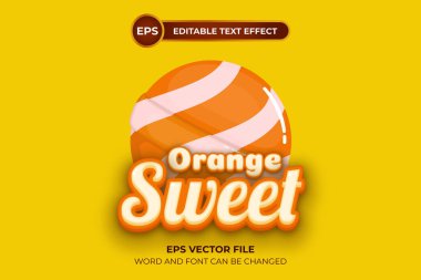 Düzenlenebilir metin efektli tatlı turuncu logo