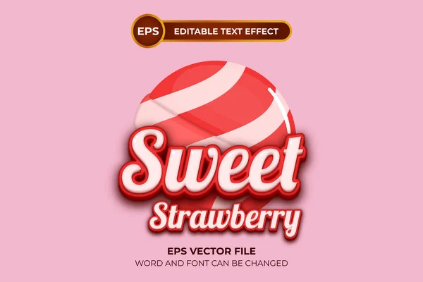 Süßes Erdbeer Lutscher Logo Mit Editierbarem Texteffekt Vektorgrafiken