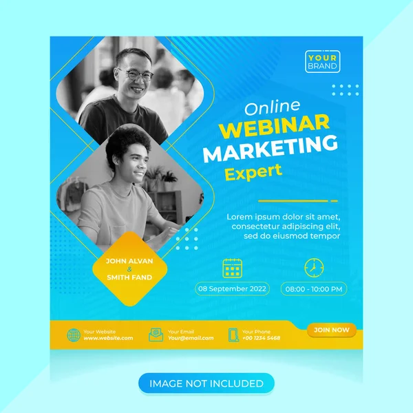 Çevrimiçi webinar pankartı ve sosyal medya gönderme şablonu