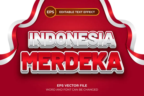Indonésia Merdeka Independência Dia Editável Efeito Texto —  Vetores de Stock