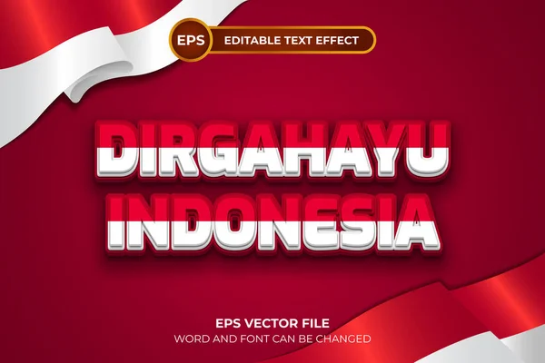 인도네시아 독립일 Dirgahayu Indonesia Independence Day Editable Text Effect — 스톡 벡터