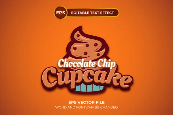 Logotipo Cupcake Chocolate Chip Com Efeito Texto Editável —  Vetores de Stock
