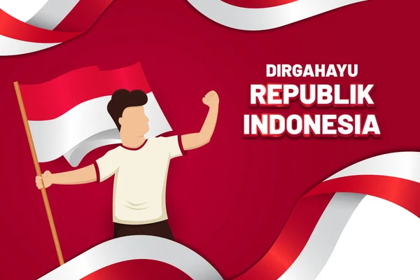 Dirgahayu Indonézia Függetlenség Napja Banner — Stock Vector