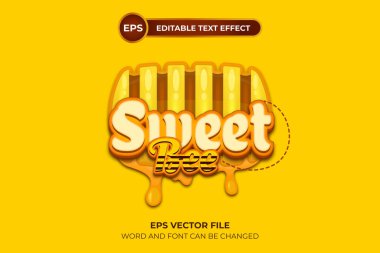 Düzenlenebilir metin efektli tatlı arı logosu