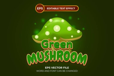 Yeşil mantar düzenlenebilir metin efekti şablonu