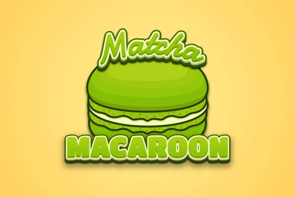具有可编辑文字效果的Matcha Macaroon标识 — 图库矢量图片