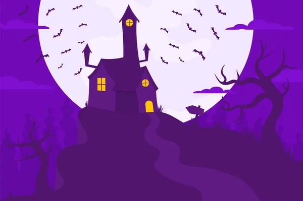 Halloween House Background Creepy Halloween House Background Illustration Witchs House — Wektor stockowy