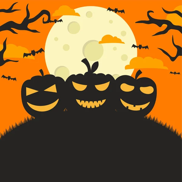 Halloween Night Background Pumpkin Moon Solution Making Halloween Celebration Posters — Stock vektor