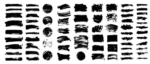 Collection Black Paint Ink Brush Strokes Brushes Lines Grungy Smudges — Stock Vector