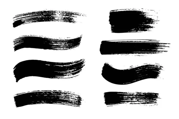 Handbemalte Pinselstriche. Black Grunge Designelemente, Pinsel, detaillierte Texturen, Hintergründe. — Stockvektor